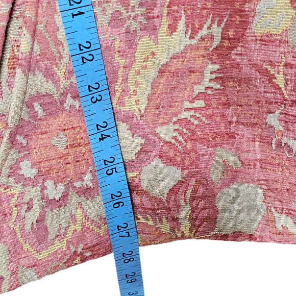 J.Jill Pink Gold Floral Pearl Button Front 3/4 Sleeve Collar Tapestry Jacket 2X - Picture 7 of 10